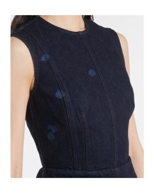 Erdem Blue Floral Denim Midi Dress