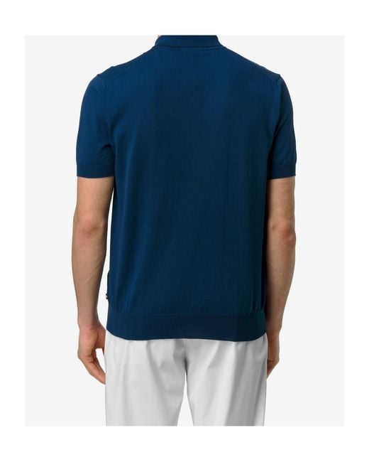 K-Way Blue Fine Knit Polo Shirt for men