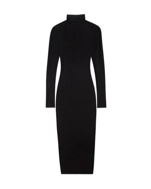 Isabel Marant Black Semi-Sheer High-Neck Long-Sleeved Dress