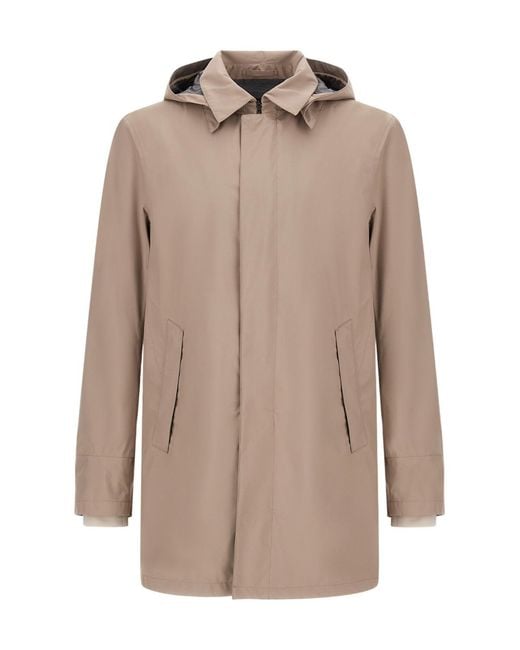 Herno Brown Zip-Up Hooded Jacket for men