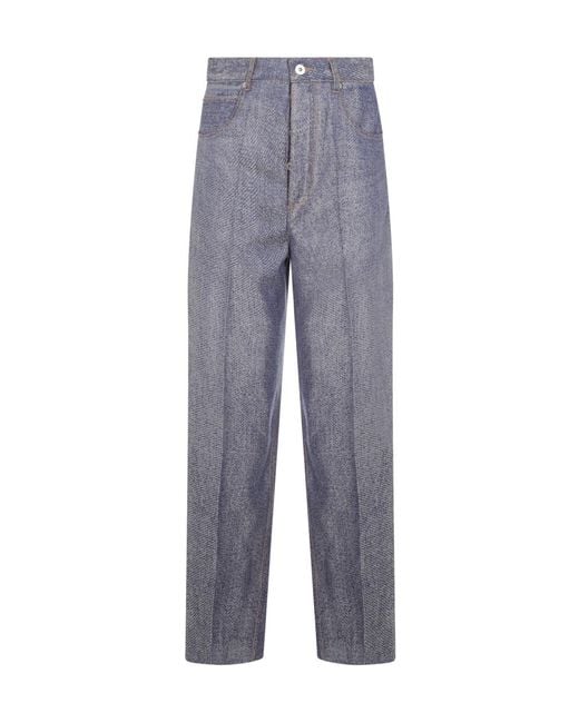 Bottega Veneta Gray Denim Effect Wide Leg Trousers
