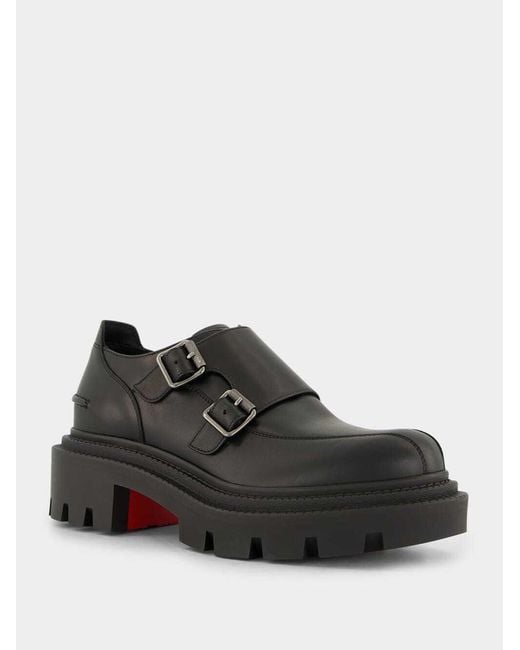 Christian Louboutin Black Antonina College Double Buckle Loafers