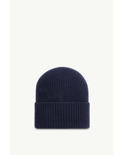 Moncler Blue Logo Patch Knitted Beanie for men