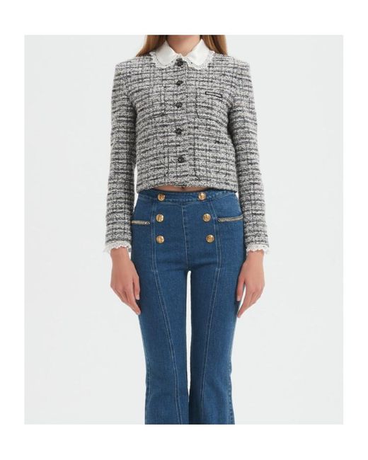 Marissa Chiara Gray Lace Trim Jacket
