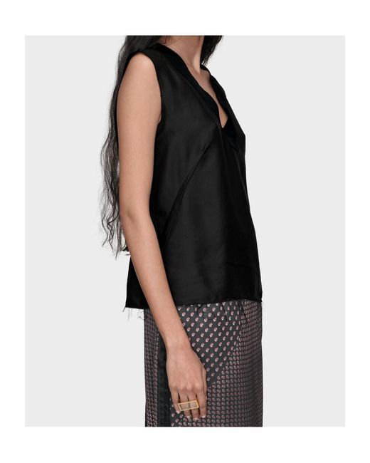 Maison Margiela Black Bonded Creases Sleeveless Top