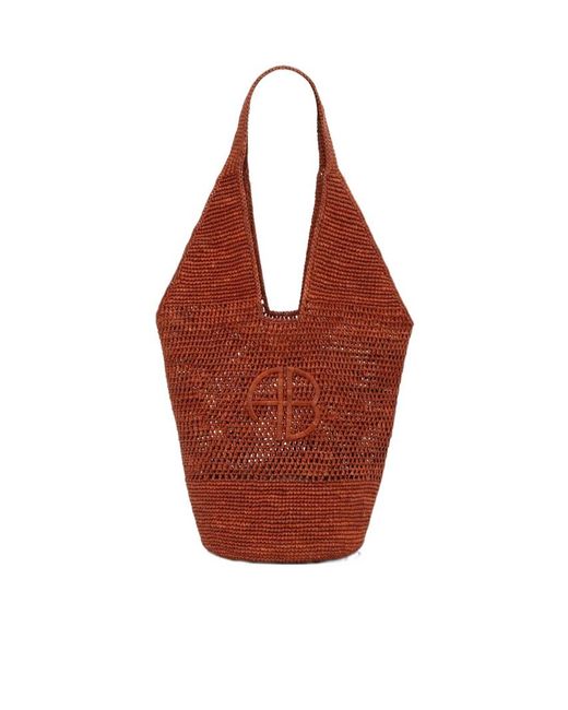 Anine Bing Red Raffia Handbag