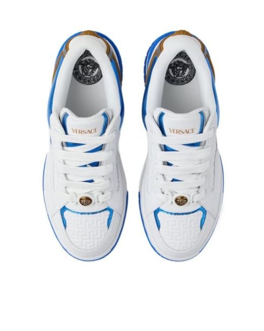 Versace Blue Biggie Basket Leather Sneakers for men