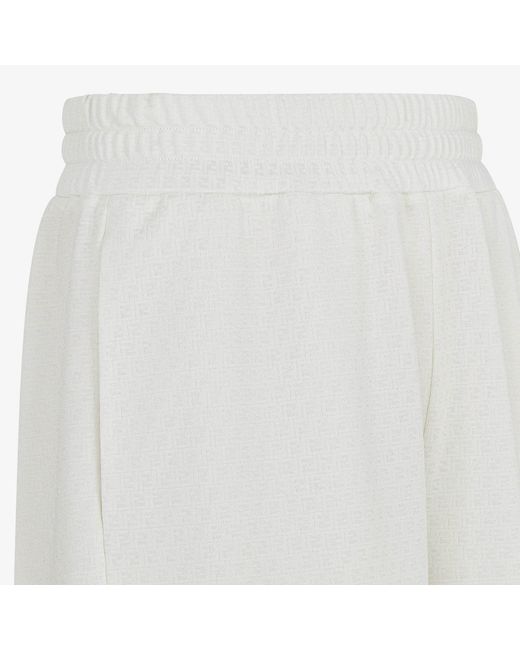 Fendi White Ff Jacquard Elasticated Waistband Shorts for men