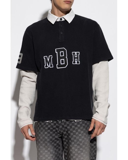M I S B H V Black Logo-Embroidered Polo Shirt for men