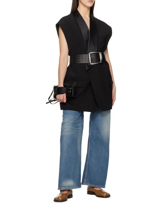 MM6 by Maison Margiela Black Buckle Detailed Small Shoulder Bag for men