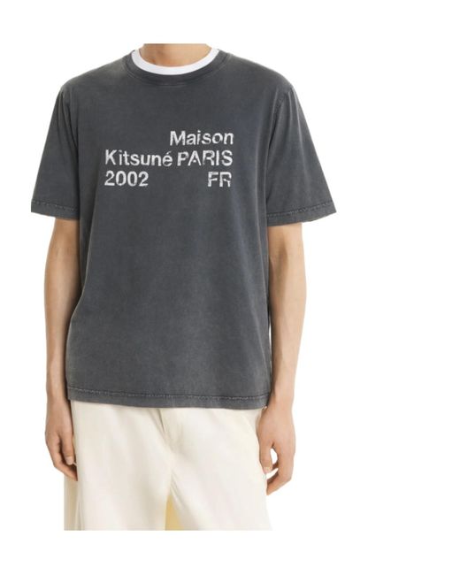 Maison Kitsuné Black Maison Kitsuné 2002 Logo T-Shirt for men
