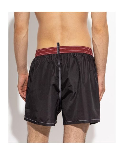 DSquared² Black Wide-Leg Swim Shorts for men