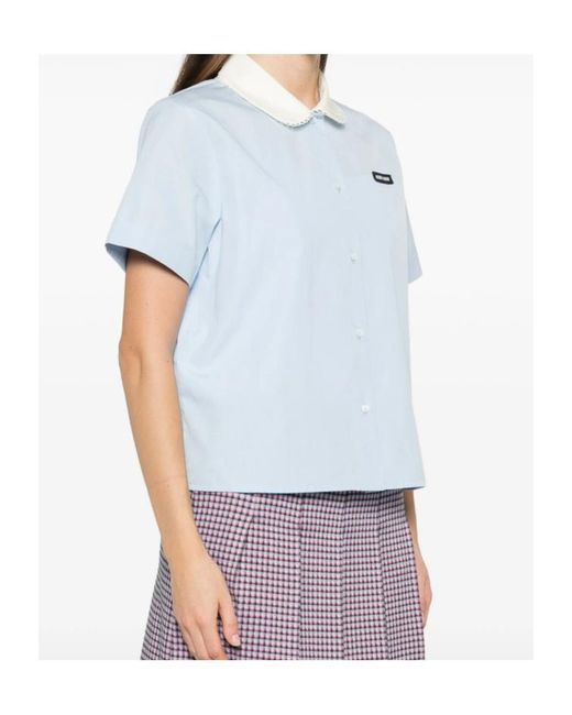 Miu Miu Blue Short-Sleeved Button-Up Shirt