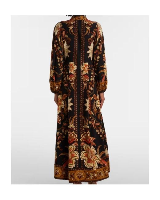 Farm Rio Brown V-Neck Long-Sleeved Dress