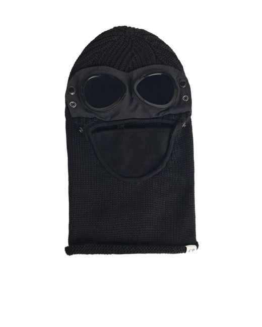 C P Company Blue Goggle-Detail Ribbed Knit Balaclava for men