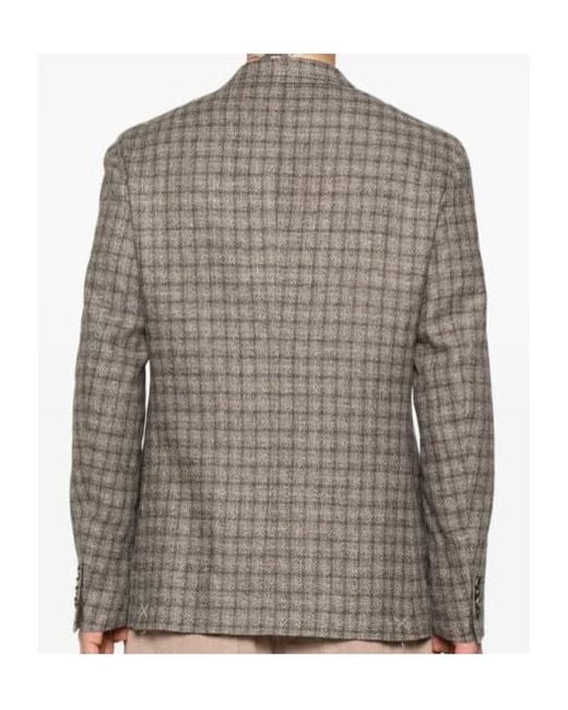 Etro Gray Checked Paisley-Lined Blazer for men