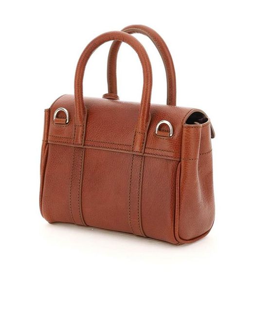 Mulberry Brown Bayswater Logo-Engraved Mini Satchel Bag