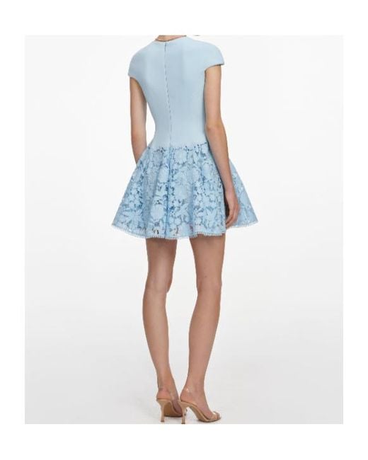 Self-Portrait Blue Lace Panel Mini Dress