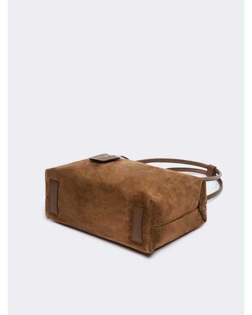 Max Mara Brown Zip-Fastening Suede Tote Bag