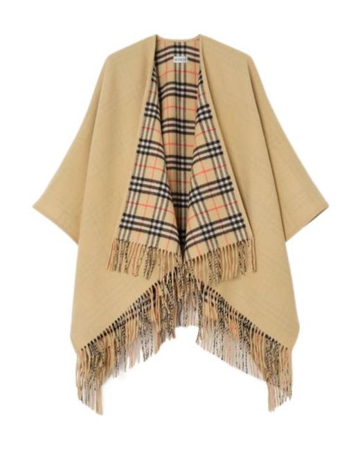 Burberry Natural Reversible Fringed Cape