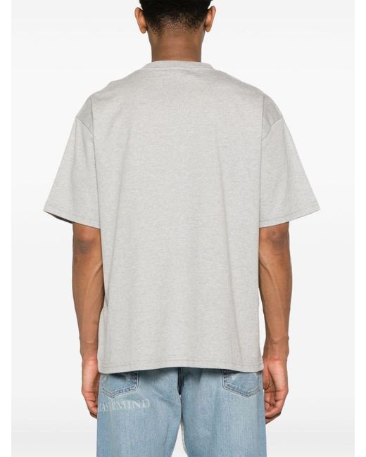 Gcds Gray Logo Embroidered Crewneck T-Shirt for men