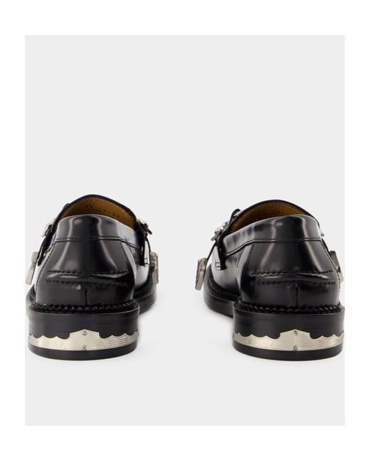 Toga Black Square-Toe Embellished Loafers