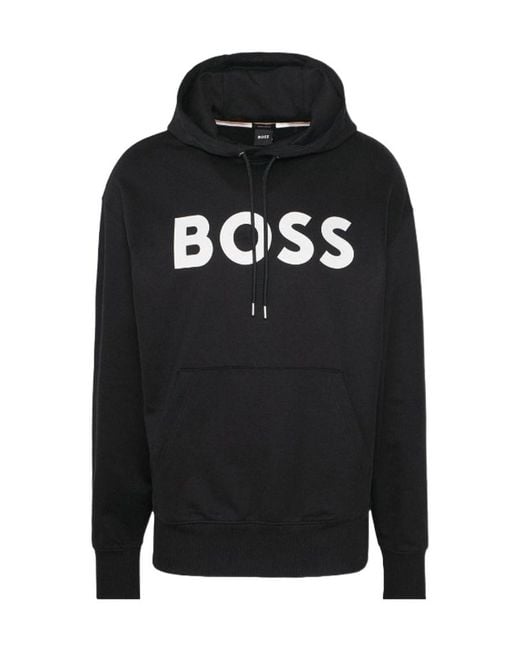 Boss Black Boss Logo Printed Drawstring Hoodie for men