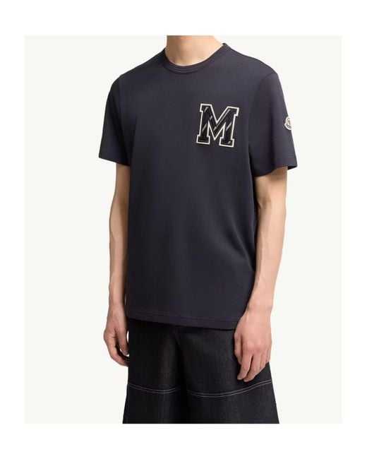 Moncler Blue Cotton Jersey Monogram T-Shirt for men