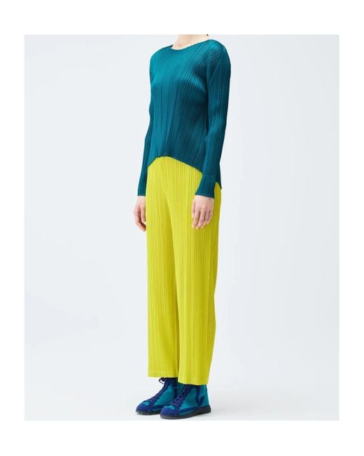 Pleats Please Issey Miyake Blue Pleats Please Issey Miyake Monthly Colors: October Crewneck T-Shirt