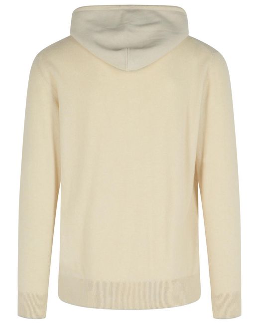 Eleventy Natural Zip-Up Knitted Hoodie for men