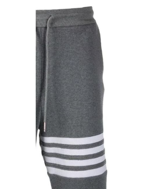 Thom Browne Gray 4-Bar Drawstring Jogger Pants for men
