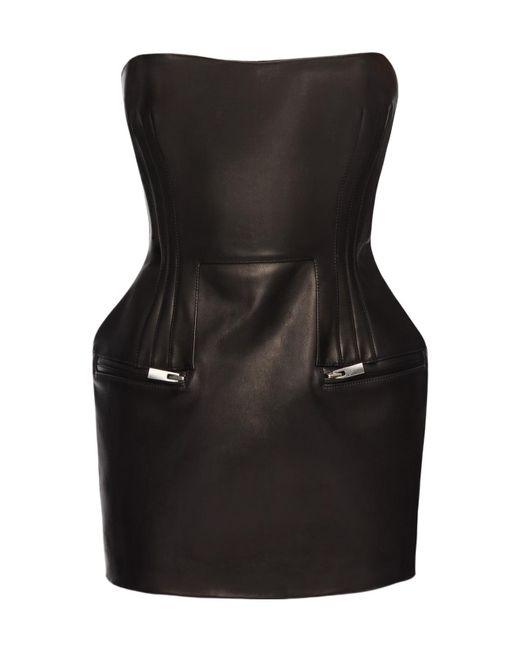 Magda Butrym Black Off-Shoulder Corset-Style Mini Dress