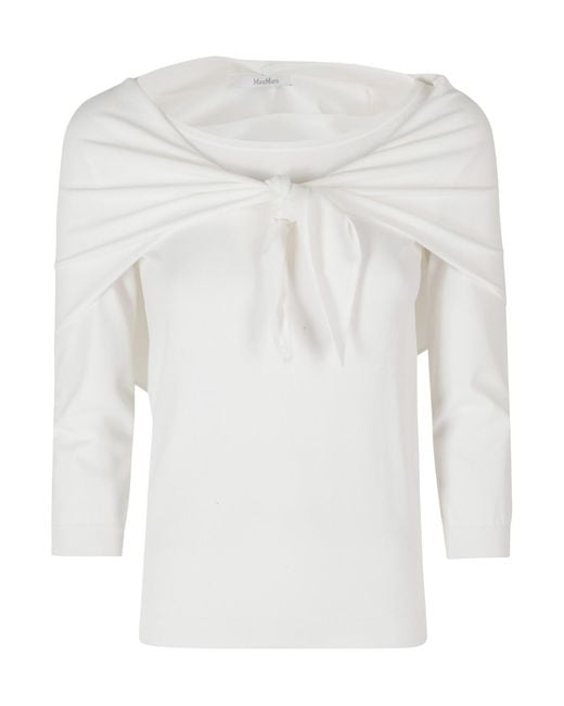 Max Mara White Boat-Neck Knit Top