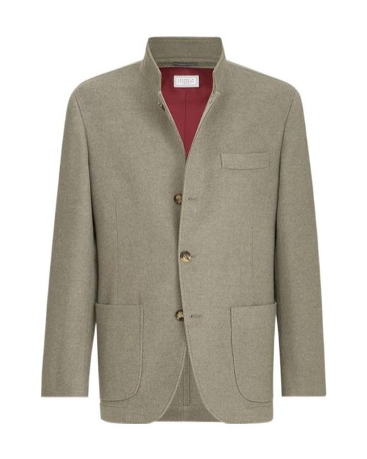 Brunello Cucinelli Green Lightweight Water-Resistant Cashmere Outerwear Blazer for men
