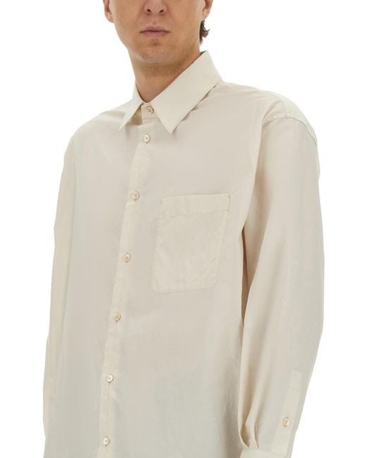 Lemaire Natural Long-Sleeved Button-Up Shirt for men