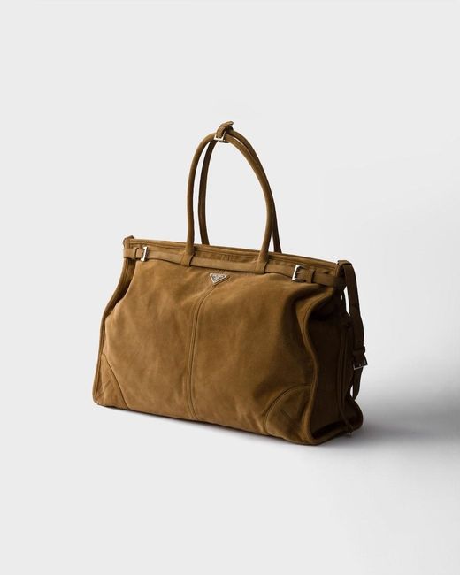Prada Brown Bonnie Suede Tote Bag for men