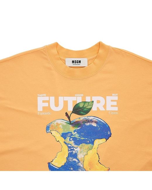 MSGM Orange Short-Sleeved T-Shirt for men