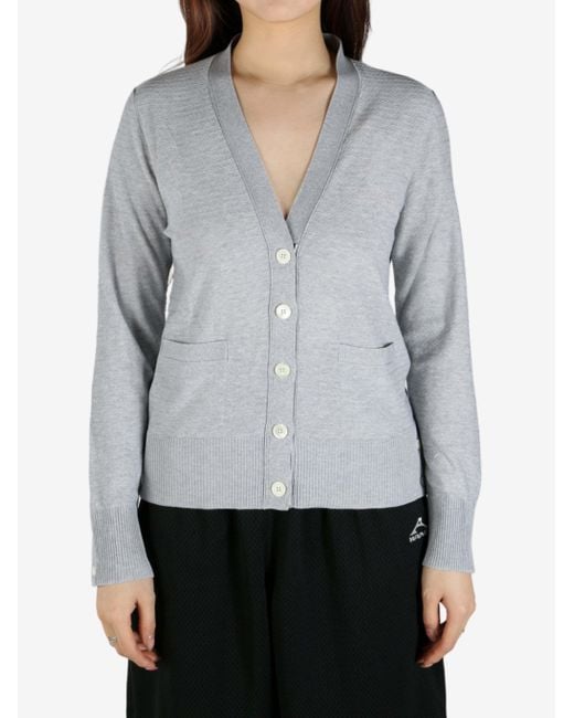 Thom Browne Gray Cable-Knit Cardigan