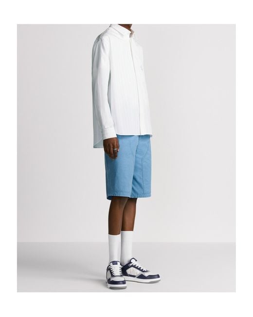 Dior Blue Homme Logo Embroidered Bermuda Shorts for men