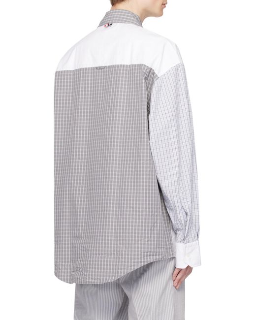 Thom Browne White Logo Patch Panelled Shirt for men