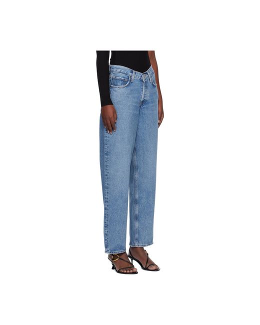 Agolde Blue Mid Rise Straight-Leg Jeans