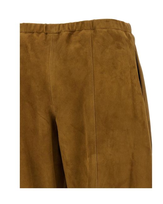 Khaite Green Elasticated Waist Wide Leg Trousers