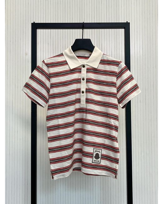 Moncler Pink Striped Polo Shirt