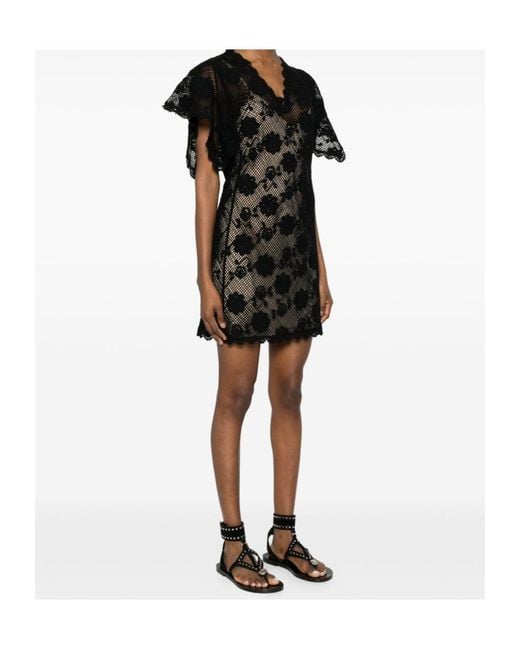 Twinset Black Lace Mini Knitted Dress