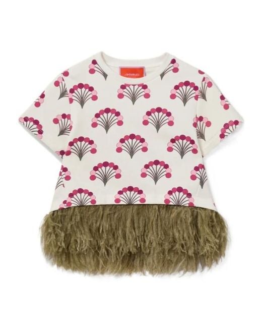 LaDoubleJ Pink Floral-Print T-Shirt