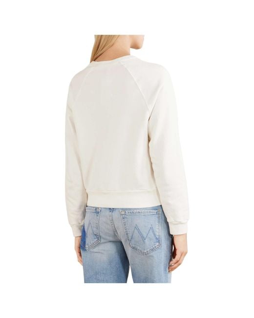 Mother White Printed Cotton-Jersey Sweater