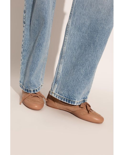 Gianvito Rossi Brown Lace-Up Ballet Flats