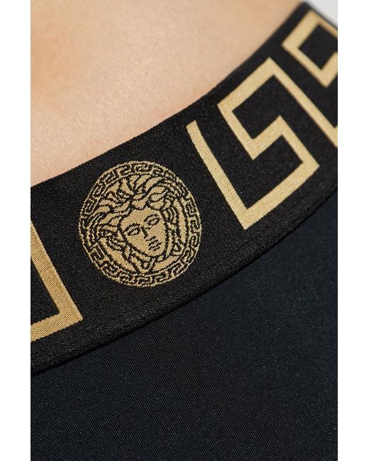 Versace Black Logo-Waistband Bikini Bottoms