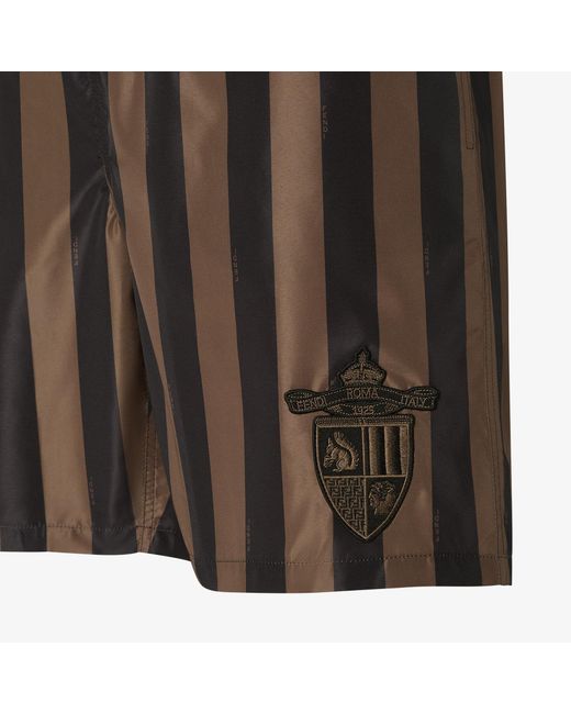 Fendi Black Striped Drawstring Swim Shorts for men