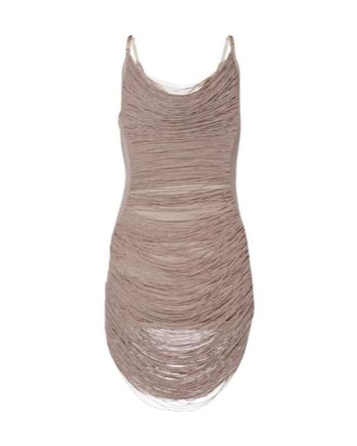 The Attico Brown Fringed Minidress